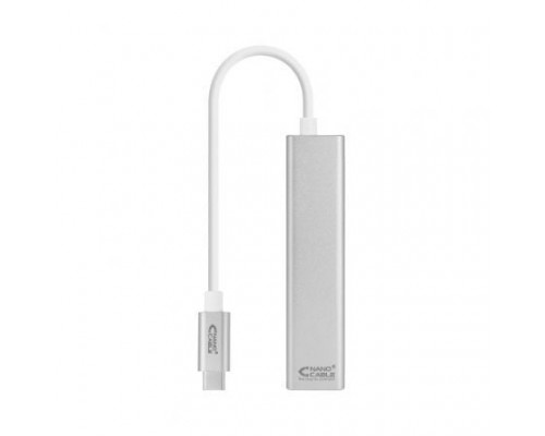 CONVERSOR USB-C A ETHERNET GIGABIT + 3xUSB 3.0 15cm PLATA NANOCABLE