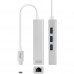 CONVERSOR USB-C A ETHERNET GIGABIT + 3xUSB 3.0 15cm PLATA NANOCABLE