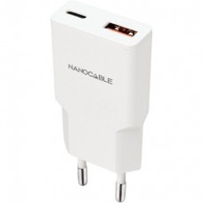 CARGADOR PARED 1XUSB-C PD 1xUSB-A/QC 20W BLANCO NANOCABLE-AA1 CARGADOR PARED 1XUSB-C PD 1xUSB-A/QC 20W BLANCO NANOCABLE