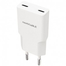 CARGADOR PARED 2XUSB-C PD 30W BLANCO NANOCABLE