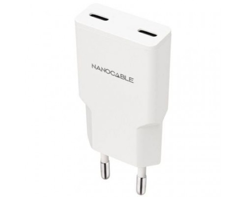 CARGADOR PARED 2XUSB-C PD 30W BLANCO NANOCABLE