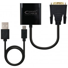 CONVERSOR DVI 24+1/M A VGA HDB15/H NEGRO 10 CM NANOCABLE