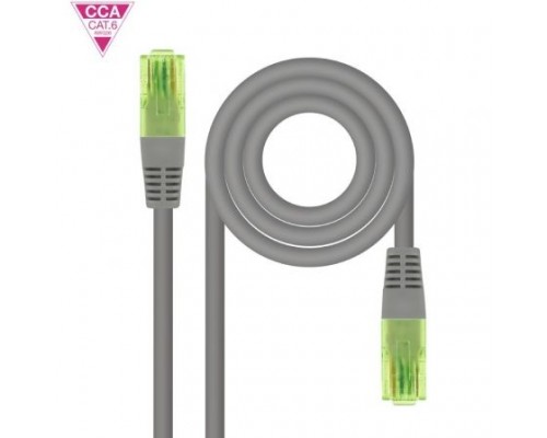 CABLE DE RED LATIGUILLO UTP CCA CAT6 AWG26 0.25 M GRIS NANOCABLE