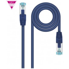 CABLE DE RED LATIGUILLO 600MHZ LSZH SFTP PIMF CAT7 AWG26 0.50 M AZUL NANOCABLE