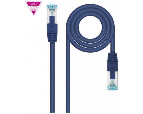 CABLE DE RED LATIGUILLO 600MHZ LSZH SFTP PIMF CAT7 AWG26 0.50 M AZUL NANOCABLE