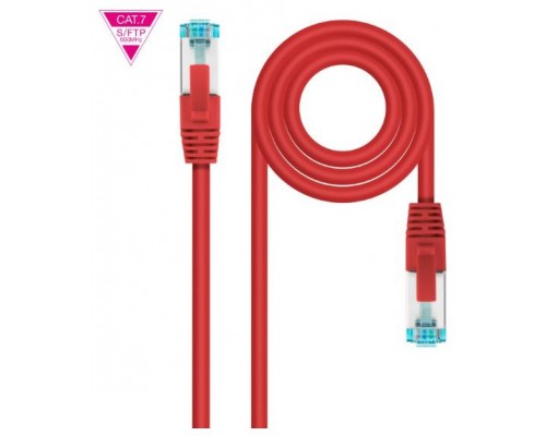CABLE DE RED LATIGUILLO 600MHZ LSZH SFTP PIMF CAT7 AWG26 1 M ROJO NANOCABLE