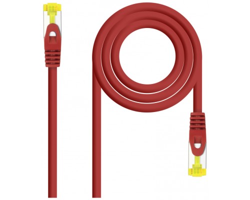 CABLE DE RED LATIGUILLO RJ45 SFTP CAT6A AWG26 0.25 M ROJO NANOCABLE