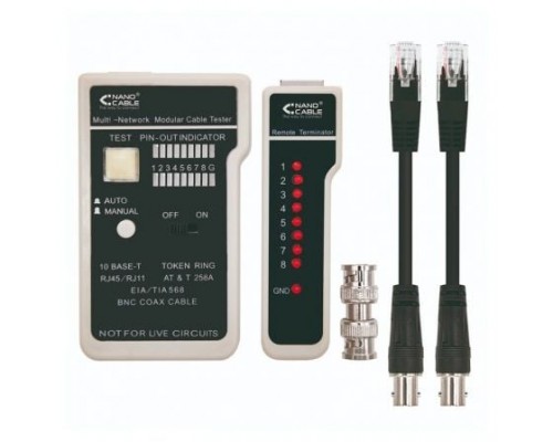 TESTEADOR PARA CABLE RJ11/RJ12/RJ45/COAXIAL NANOCABLE