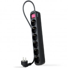REGLETA PROTECTORA 6 TOMAS CON INTERRUPTOR NEGRO NANOCABLE