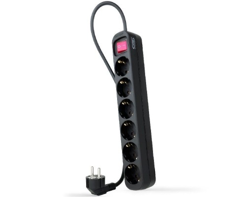 REGLETA PROTECTORA 6 TOMAS CON INTERRUPTOR NEGRO NANOCABLE