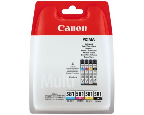 MULTIPACK 4 CARTUCHOS CANON TINTA CLI-581 BK/C/M/Y