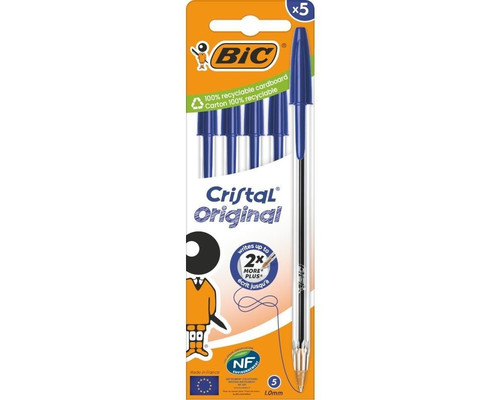 BOLIGRAFO TINTA BIC AZUL CAJA 5U