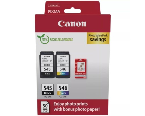 CARTUCHO CANON PG545 + CL546 + PAPEL FOTOGRAFICO GP-501