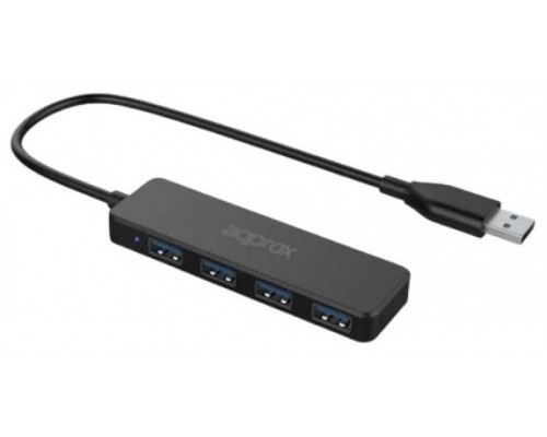 HUB 4 PUERTOS USB 3.0 NEGRO APPROX