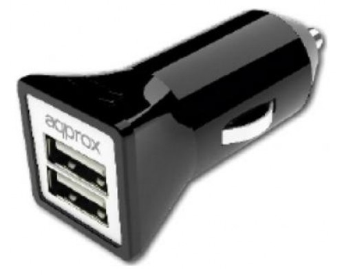CARGADOR USB DUAL PARA COCHE 3.1A NEGRO APPROX-AA1 CARGADOR USB DUAL PARA COCHE 3.1A NEGRO APPROX