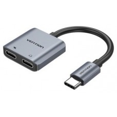 CONVERSOR USB-C/M A 2x USB-C/H GRIS VENTION-AA3 CONVERSOR USB-C/M A 2x USB-C/H GRIS VENTION