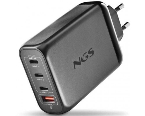 CARGADOR PARED GaN 3xUSB-C + USB-A 140W NEGRO NGS