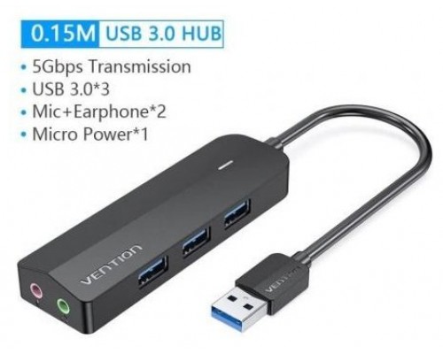 HUB 4 PUERTOS USB 3.0 3xUSB 1xMICRO USB PD GRIS VENTION-AA3 HUB 4 PUERTOS USB 3.0 3xUSB 1xMICRO USB PD GRIS VENTION