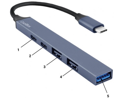 MINI DOCK USB-C (USB-C PD/USB-C/2xUSB 2.0/USB 3.0) COOLBOX-AA2 MINI DOCK USB-C (USB-C PD/USB-C/2xUSB 2.0/USB 3.0) COOLBOX