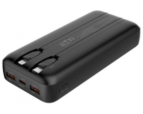 POWER BANK 10000mAh 20W + CABLES INTEGRADOS USB-C/LIGHTING NEGRO COOLBOX