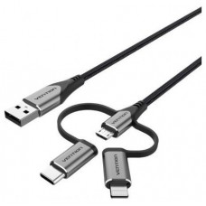 CABLE USB 2.0/M MICRO USB/M-USB-C/M-LIGHTNING-M 1 M GRIS VENTION-AA4 CABLE USB 2.0/M MICRO USB/M-USB-C/M-LIGHTNING-M 1 M GRIS VENTION