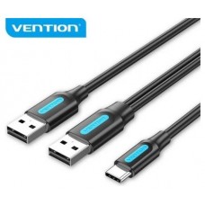 CABLE 2xUSB 2.0/M USB-C/M 1 M NEGRO VENTION-AA1 CABLE 2xUSB 2.0/M USB-C/M 1 M NEGRO VENTION