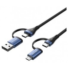 CABLE USB 2.0 TIPO USB-C/M-USB/M USB-C/M-MICROUSB/M 1 M NEGRO/AZUL VENTION-AA2 CABLE USB 2.0 TIPO USB-C/M-USB/M USB-C/M-MICROUSB/M 1 M NEGRO/AZUL VENTION