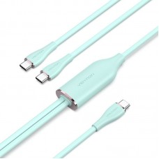 CABLE USB-C/M A 2xUSB-C/M 1.5 M VERDE VENTION-AA3 CABLE USB-C/M A 2xUSB-C/M 1.5 M VERDE VENTION