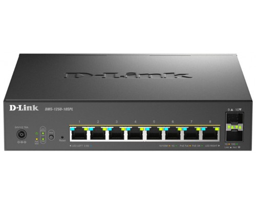 D-LINK SWITCH 8 PUERTOS 2.5G +2 10 Gbit SFP+ PoE+