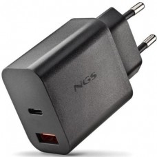 CARGADOR PARED GaN USB-C + USB-A 20W NEGRO NGS