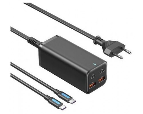 CARGADOR PARED 100W 2xUSB-C + CABLE USB-C/ 2xUSB-A NEGRO VENTION