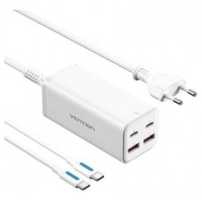 CARGADOR PARED 100W 2xUSB-C + CABLE USB-C/ 2xUSB-A BLANCO VENTION