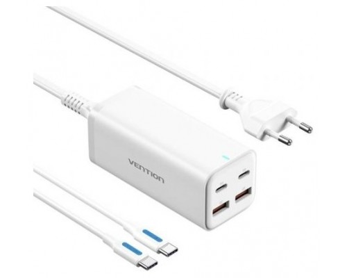 CARGADOR PARED 100W 2xUSB-C + CABLE USB-C/ 2xUSB-A BLANCO VENTION