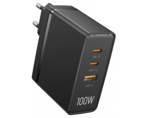 CARGADOR PARED 100W 2xUSB-C/USB-A NEGRO VENTION