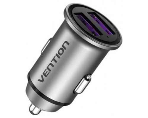 CARGADOR COCHE 2xUSB-A 30W GRIS VENTION