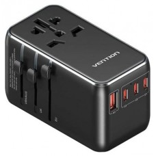 CARGADOR PARED UNIVERSAL TOMA DE CORRIENTE/3xUSB-C/USB-A 120W NEGRO VENTION-AA15 CARGADOR PARED UNIVERSAL TOMA DE CORRIENTE/3xUSB-C/USB-A 120W NEGRO VENTION