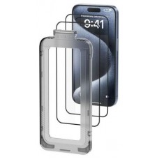 PACK 2 PROTECTORES PANTALLA CRISTAL TEM. IPHONE 15 PRO + HERR. ANTIPOLVO VENTION