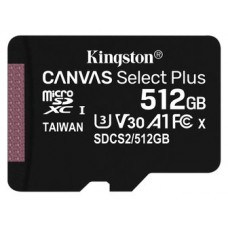 MICRO SD 512 GB CANVAS SELECT PLUS  1 ADAP. CLASS 10 KINGSTON