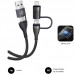CABLE TOP 4 EN 1 60W USB-A/2xUSB-C/LIGHTNING 1 M NEGRO SUBBLIM
