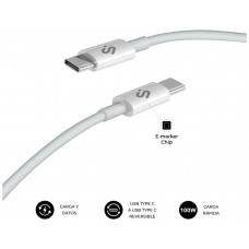 CABLE PLUS 100W USB-C/USB-C 1 M BLANCO SUBBLIM-AA2 CABLE PLUS 100W USB-C/USB-C 1 M BLANCO SUBBLIM