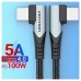CABLE USB-C/M A USB-C/M ANGULO RECTO 0.50 M 100W GRIS VENTION-AA2 CABLE USB-C/M A USB-C/M ANGULO RECTO 0.50 M 100W GRIS VENTION