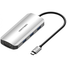 DOCKING STATION 6 PUERTOS USB-C 1xHDMI/1xVGA/3xUSB-A/1xUSB-C GRIS VENTION