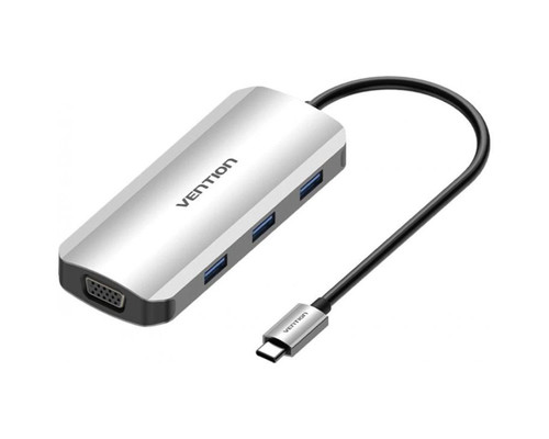 DOCKING STATION 6 PUERTOS USB-C 1xHDMI/1xVGA/3xUSB-A/1xUSB-C GRIS VENTION